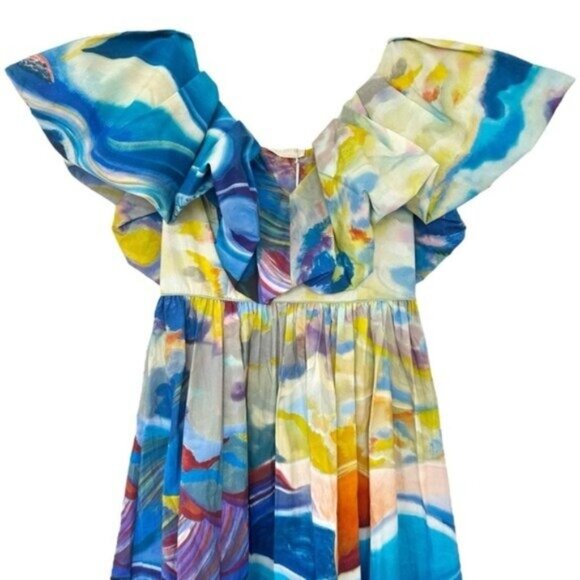 NWT Ulla Johnson Francesca Tuck Landscape Limited Edition Midi Dress Size 4 - Picture 5 of 16